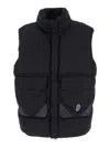 C.p. Company Black Vest With Mock Drawstring Neck And Logo Plaque On The Front