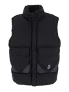 C.p. Company Black Vest With Mock Drawstring Neck And Logo Plaque On The Front