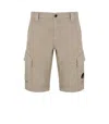 C.p. Company Twill Stretch Utility Shorts Cobblestone In Brown