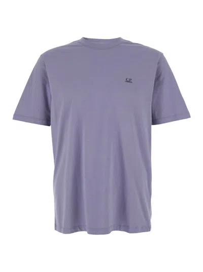 C.P. COMPANY VIOLET T-SHIRT WITH LOGO PRINTED ON THE FRONT IN COTTON MAN