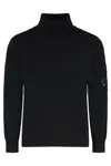 C.p. Company Black Turtleneck With Lens Detail In Black