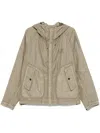 C.p. Company Linen Jacket With Buttoned Hood And Drawstring