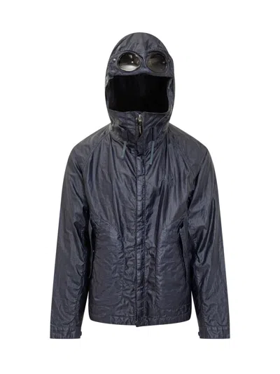 C.p. Company Wax Linen Jacket Google In Blue