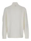 C.p. Company White Cardigan With High Neck And Lens Motif Applied On The Sleeve In White