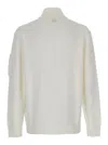 C.p. Company White Cardigan With High Neck And Lens Motif Applied On The Sleeve In White