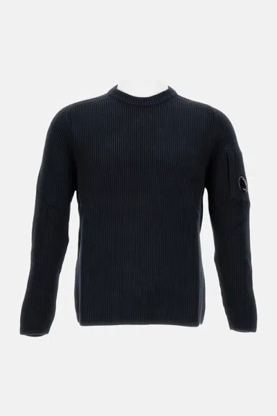 C.p. Company White Cotton Blend Sweater In Black