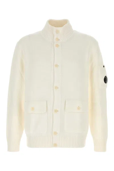 C.P. COMPANY WHITE COTTON CARDIGAN
