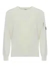C.p. Company Knitwear Crew Neck In Merino Wool Felted Clothing In Neutral