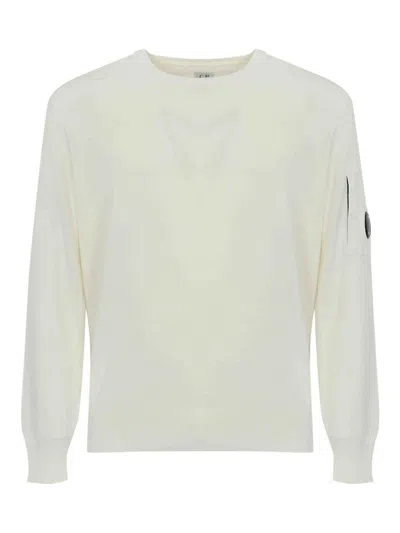 C.P. COMPANY WHITE COTTON CREPE SWEATER