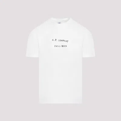 C.P. COMPANY WHITE COTTON LOGO T-SHIRT