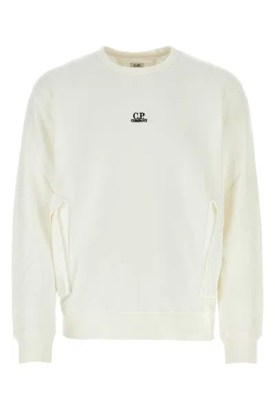C.p. Company White Cotton Sweatshirt In Gauzewhite