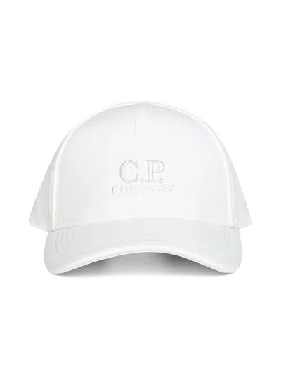 C.p. Company White C.p. Shell-r Logo Baseball Cap