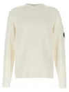C.p. Company 'diagonal Raised' White Sweatshirt With Lens Motif On The Arm