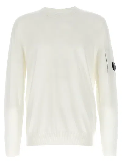 C.P. COMPANY WHITE CREWNECK LOGO SWEATER