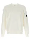 C.p. Company 'diagonal Raised' White Sweatshirt With Lens Motif On The Arm