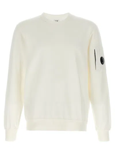 C.P. COMPANY WHITE CREWNECK LOGO SWEATSHIRT
