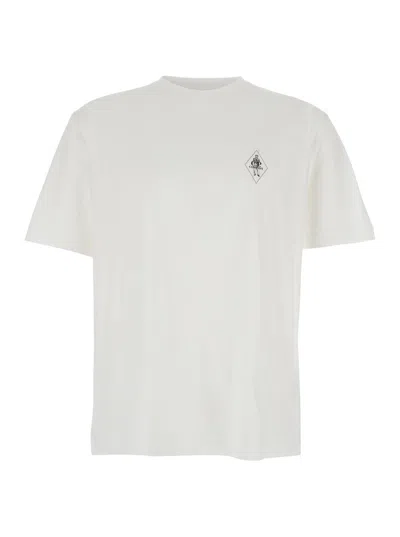 C.p. Company White Crewneck T-shirt With Logo Detail On The Front In Cotton Woman