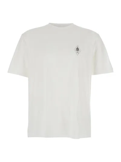 C.P. COMPANY WHITE CREWNECK T-SHIRT WITH LOGO DETAIL ON THE FRONT IN COTTON WOMAN