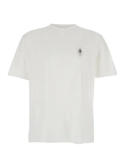 C.P. COMPANY C.P. COMPANY MEN WHITE CREWNECK T-SHIRT WITH LOGO DETAIL ON THE FRONT IN COTTON WOMAN