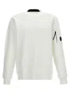 C.p. Company Diagonal Raised Fleece Crewneck Lens Sweatshirt In White