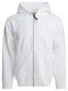 C.p. Company White Full Zip Sweatshirt With Brushed Cotton Fleece In White