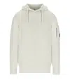 C.p. Company Knit Hoodie With Drawstring Hood And Urban Logo Patch In Gray