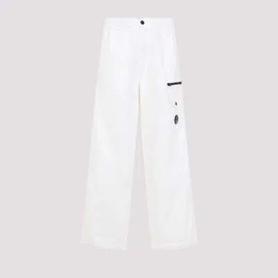 C.P. COMPANY WHITE MICROREPS BOXY CARGO PANTS