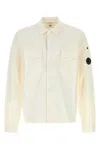C.p. Company Off White Lens-detail Cotton Shirt In White