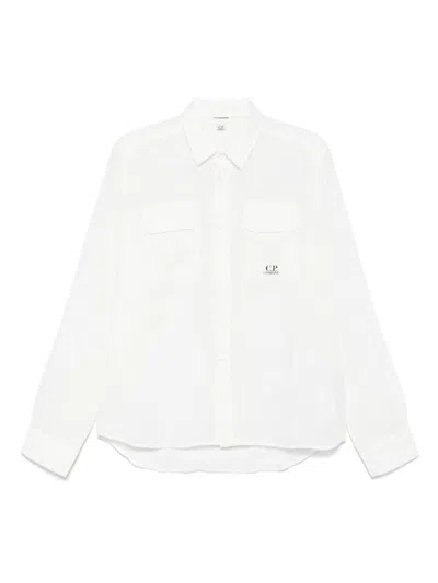 C.p. Company White Shirt With Concealed Button Fastening
