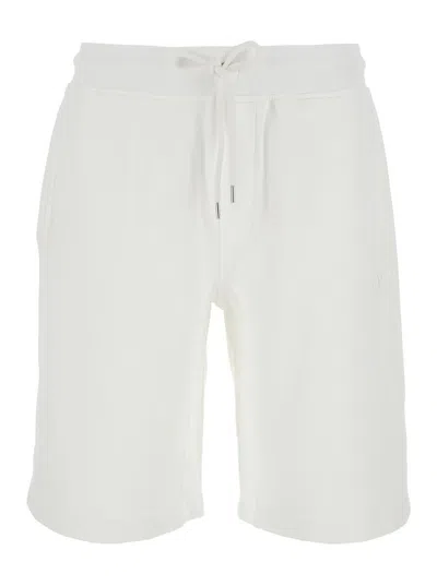 C.P. COMPANY WHITE SHORTS WITH ELASTIC WAIST AND DRAWSTRING