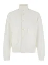 C.p. Company White Sweater With High Neck And Front Button Closure In White