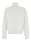 C.p. Company White Sweater With High Neck And Front Button Closure In White