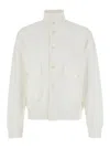 C.p. Company White Sweater With High Neck And Front Button Closure In Multicolor