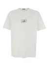 C.p. Company White T-shirt With Logo Printed On The Front In Cotton Man In White