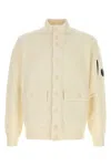 C.p. Company C.p.company White Wool Blend Cardigan In Neutral