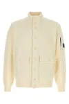 C.p. Company C.p.company White Wool Blend Cardigan In White