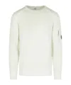 C.p. Company Wool Blend Sweater Sleeve Pocket In White