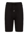 C.p. Company Cotton Diagonal Fleece Logo Shorts In Black