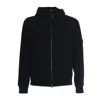 C.p. Company Windproof Black Hooded Jacket With Adjustable Features In Black