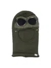 C.p. Company Knitted Button Goggles Ribbed Hat In Green