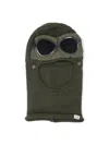 C.p. Company Knitted Button Goggles Ribbed Hat In Green