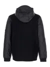 C.p. Company Men Black Jacket With Drawstring Hood And Logo Plaque On The Sleeve In Wool Man In Black