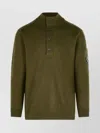 C.p. Company Wool Blend Sweater Arm Patch In Green