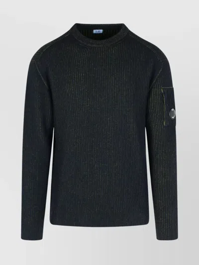 C.p. Company Wool Blend Sweater Arm Pocket In Black
