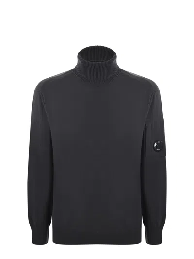 C.p. Company Ribbed Turtleneck Knitwear In Black