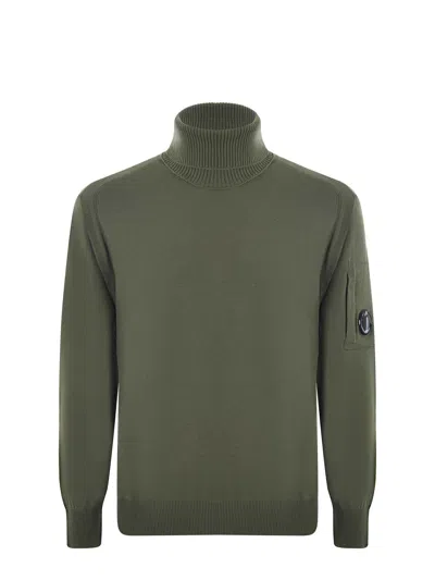 C.p. Company Ribbed Turtleneck Sweater In Green