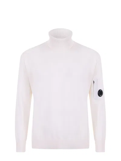 C.p. Company Ribbed Turtleneck Knitwear In White