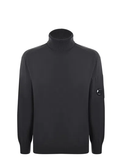 C.p. Company Wool Blend Turtleneck In Black