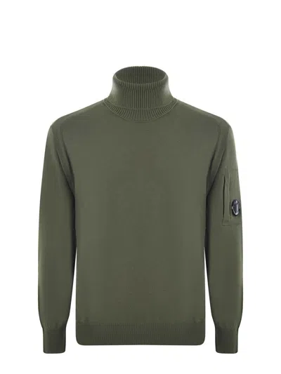 C.p. Company Wool Blend Turtleneck In Green