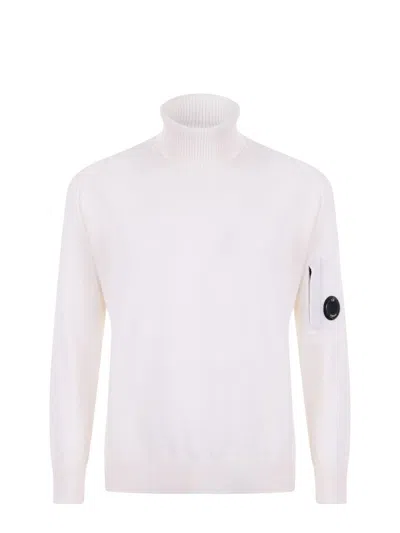 C.p. Company Wool Blend Turtleneck In White